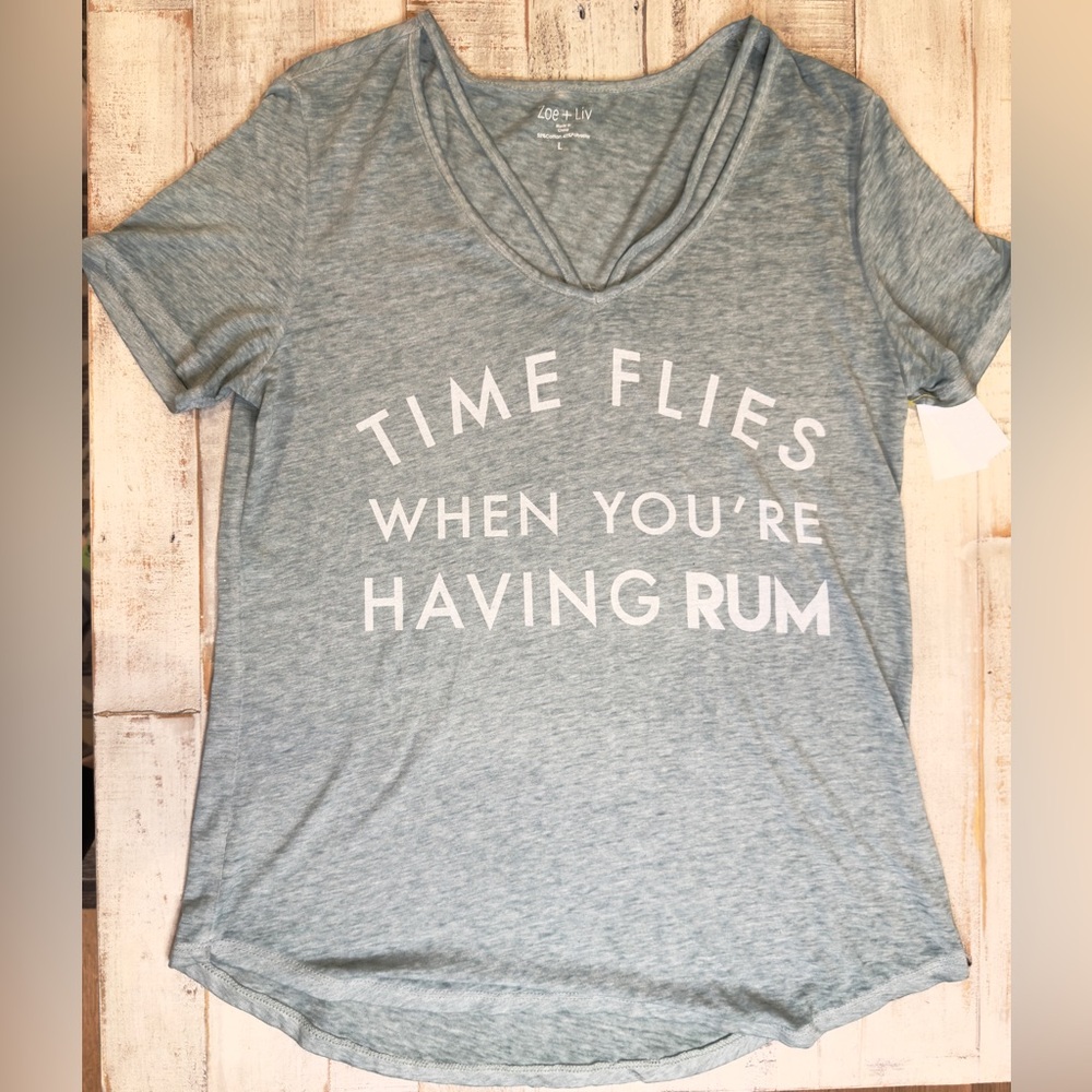 Zoe + Liv “Time Flies When You’re Having Rum” Graphic Tee - L